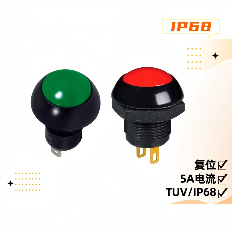 12mm IP68復(fù)位防水開關(guān)5A